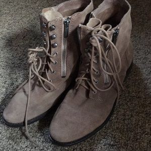 Sam Edelman Taupe Suede Booties, Size 8